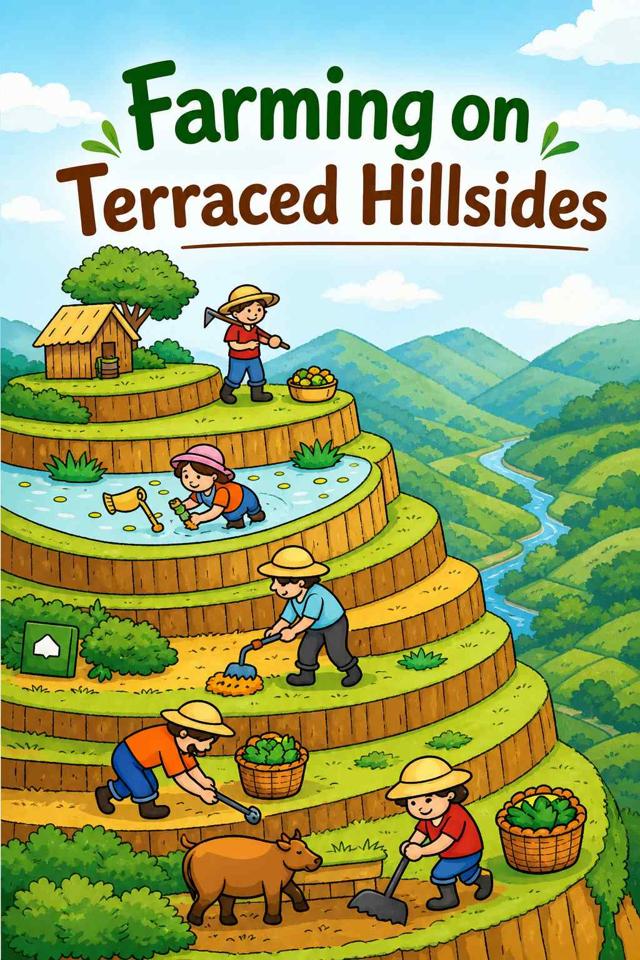 Front cover of Farming on Terraced Hillsides by Kidlet