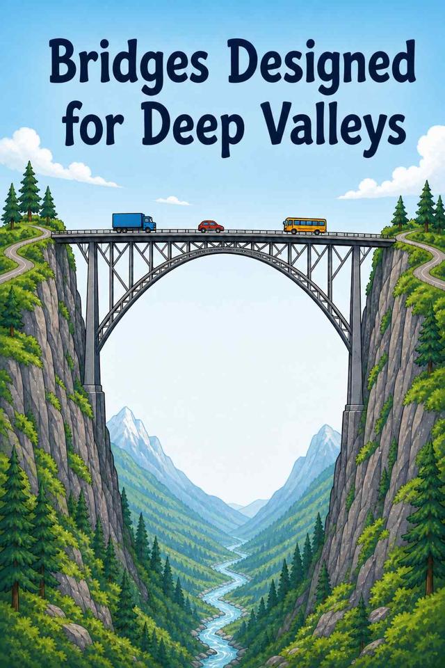 Front cover of Bridges Designed for Deep Valleys by Kidlet