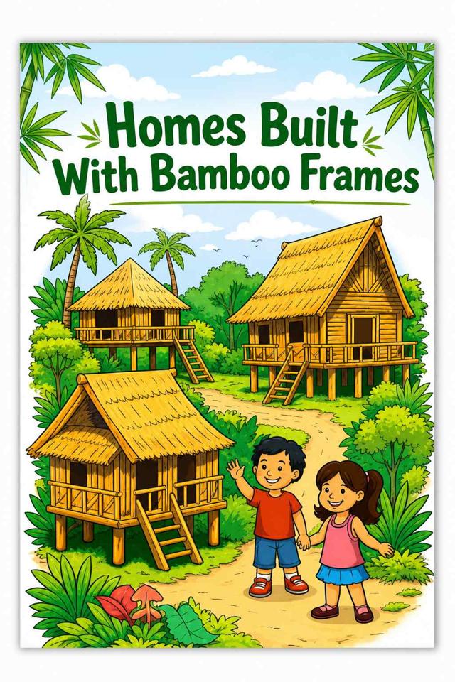 Front cover of Homes Built With Bamboo Frames by Kidlet