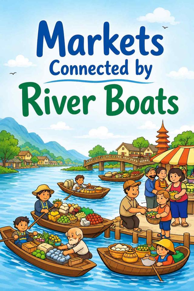 Front cover of Markets Connected by River Boats by Kidlet