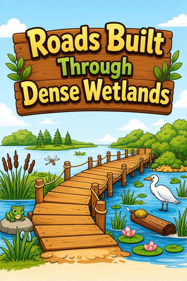 Front cover of Roads Built Through Dense Wetlands by Kidlet