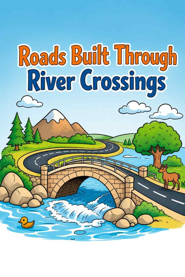 Front cover of Roads Built Through River Crossings by Kidlet