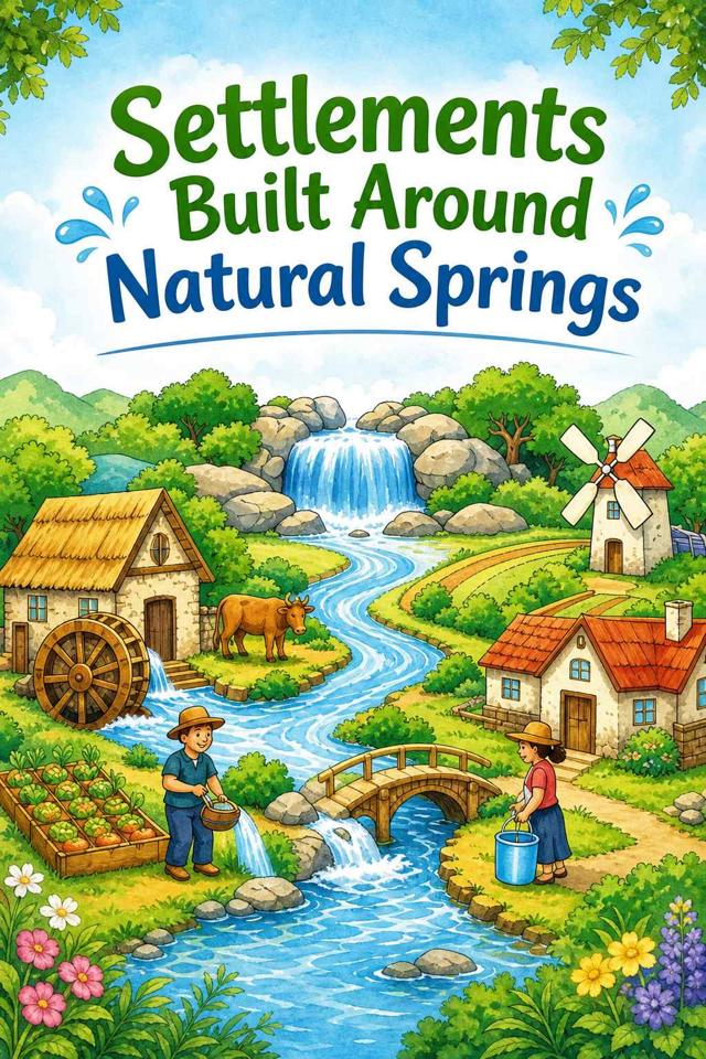Front cover of Settlements Built Around Natural Springs by Kidlet