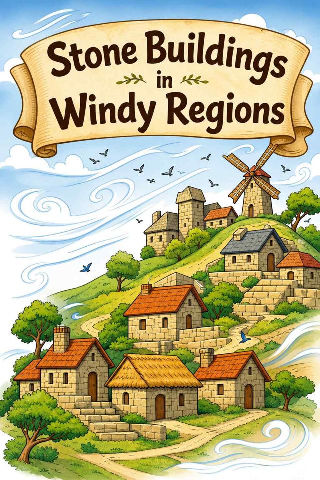 Front cover of Stone Buildings in Windy Regions by Kidlet