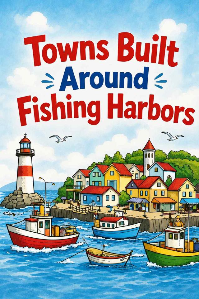 Front cover of Towns Built Around Fishing Harbors by Kidlet