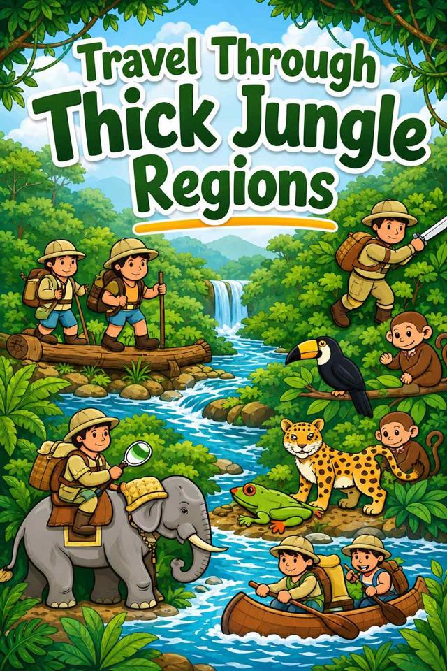 Front cover of Travel Through Thick Jungle Regions by Kidlet