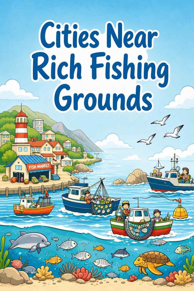 Front cover of Cities Near Rich Fishing Grounds by Kidlet
