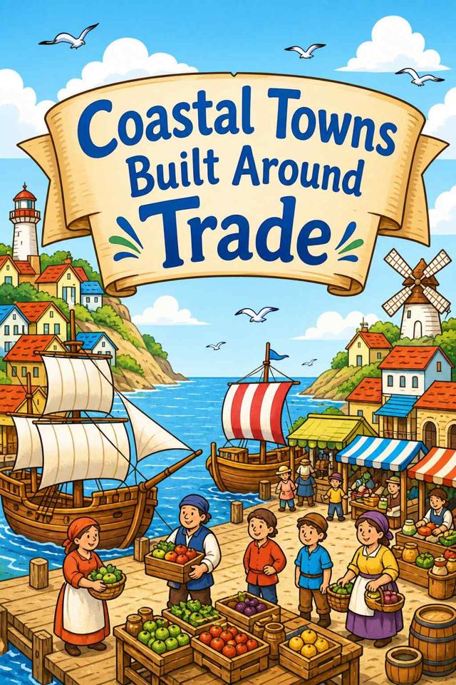 Front cover of Coastal Towns Built Around Trade by Kidlet