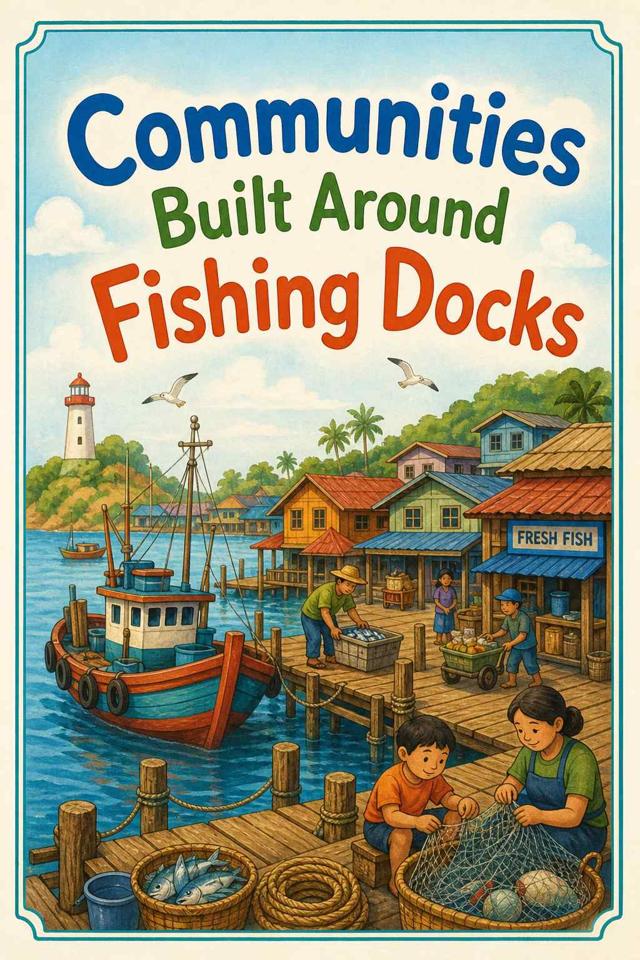 Front cover of Communities Built Around Fishing Docks by Kidlet