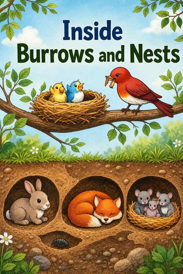 Front cover of Inside Burrows and Nests by Kidlet