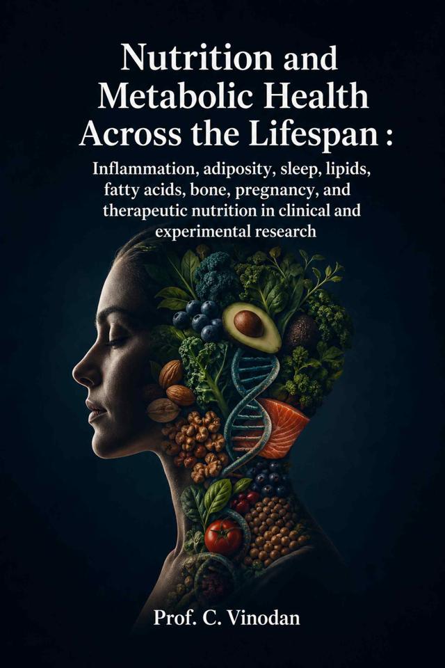 Front cover of Nutrition and Metabolic Health Across the Lifespan: Inflammation, adiposity, sleep, lipids, fatty acids, bone, pregnancy, and therapeutic nutrition in clinical and experimental research by Prof. C. Vinodan