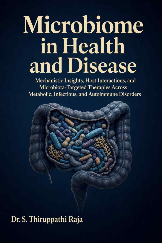 Front cover of Microbiome in Health and Disease: Mechanistic Insights, Host Interactions, and Microbiota-Targeted Therapies Across Metabolic, Infectious, and Autoimmune Disorders by Dr. S. Thiruppathi Raja